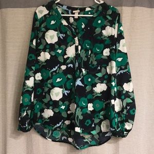 Merona Navy//Emerald green large blouse flowered